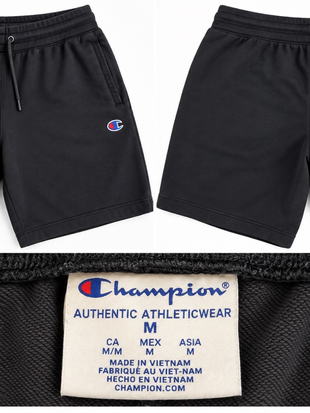 Champion Men's Black Athletic Shorts with Logo